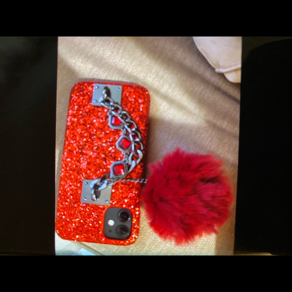 Red hot glittery iPhone 11 phone case